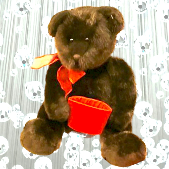 Gund Valentine Brown Faux Mink Stuffed Teddy Bear w/Red Gift Box 17” Plush - Picture 1 of 8